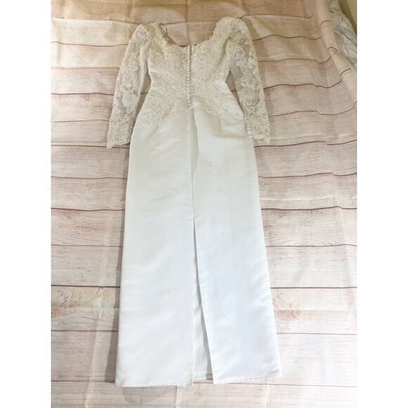 Gloria Vanderbilt Women's Vintage Beaded Wedding Dress W/Detachable Train - 6 - Picture 10 of 17